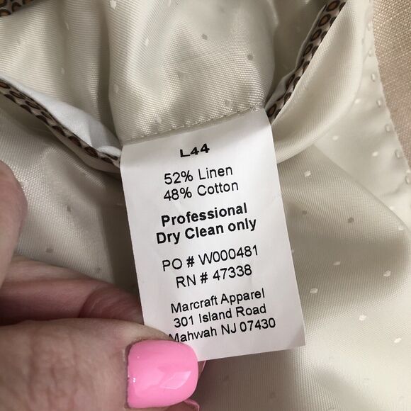 Tommy Hilfiger Sport Coat Jacket Sz L44 2 Button Front Linen Blend Beige/Tan - Picture 6 of 9